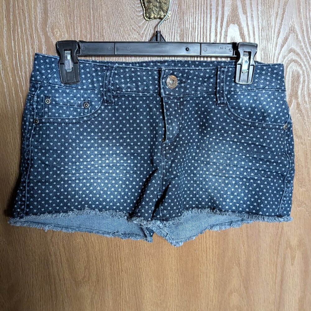 Rewash Denim Shorts, Heart Pattern, juniors 7